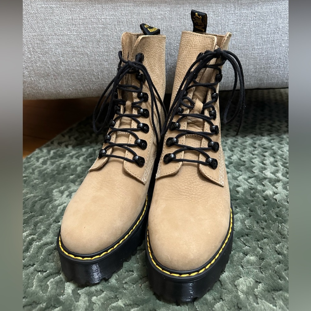 Dr. Martens Lace-Up Leona Boots with Black Accents